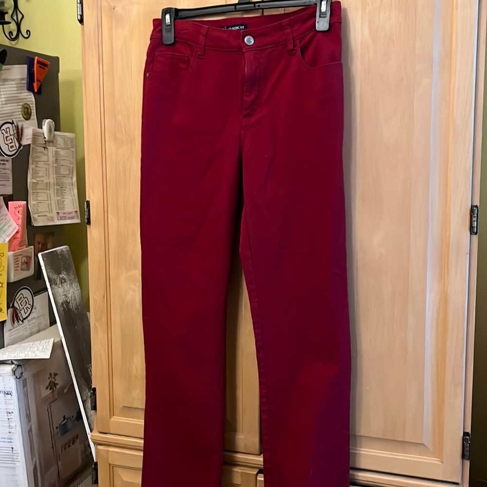 Lee wine colored denim-like pants, size 12